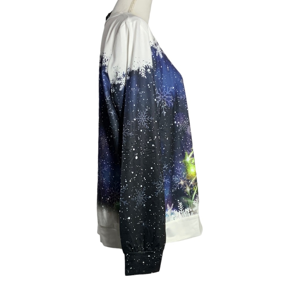 Christmas 3D Print Long Sleeve Sweatshirt Tee Top Cosmic Starry Night Women Med - Picture 7 of 16